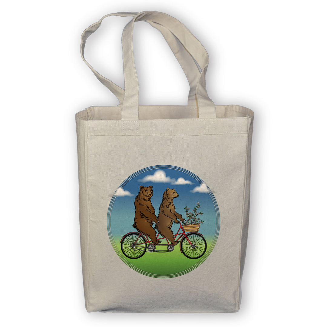 Bears on a Bike Tote Bag - Seattle Sundries -