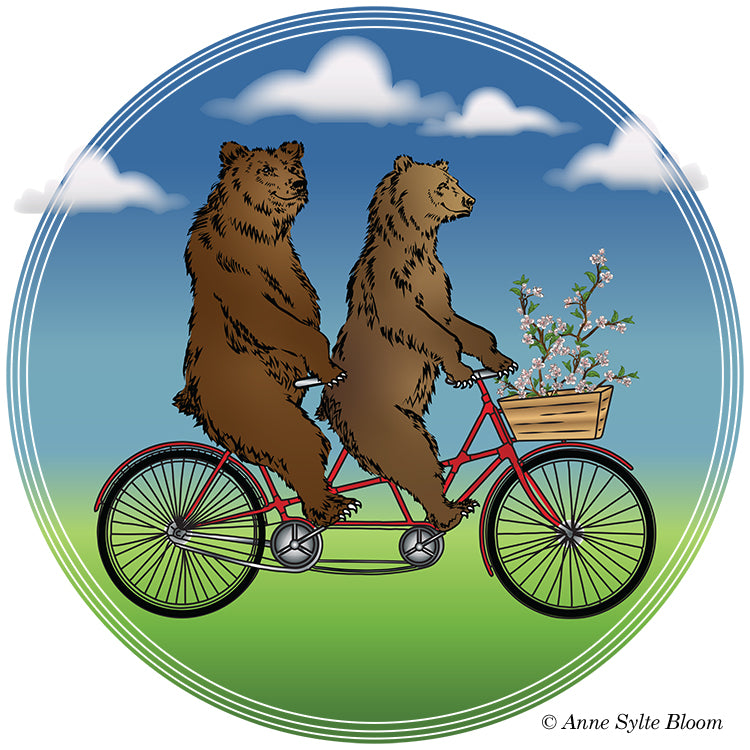 Bears on a Bike Tote Bag - Seattle Sundries -  