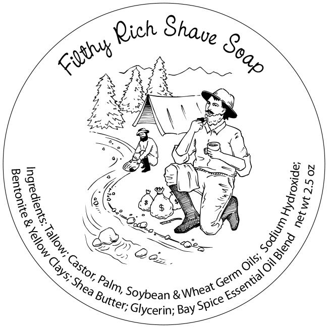 Filthy Rich shave soap retro label art illustration