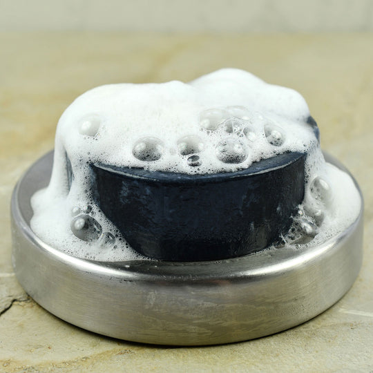Seattle hockey puck soap all natural spearmint tea tree charcoal Seattle Kraken round bar lather