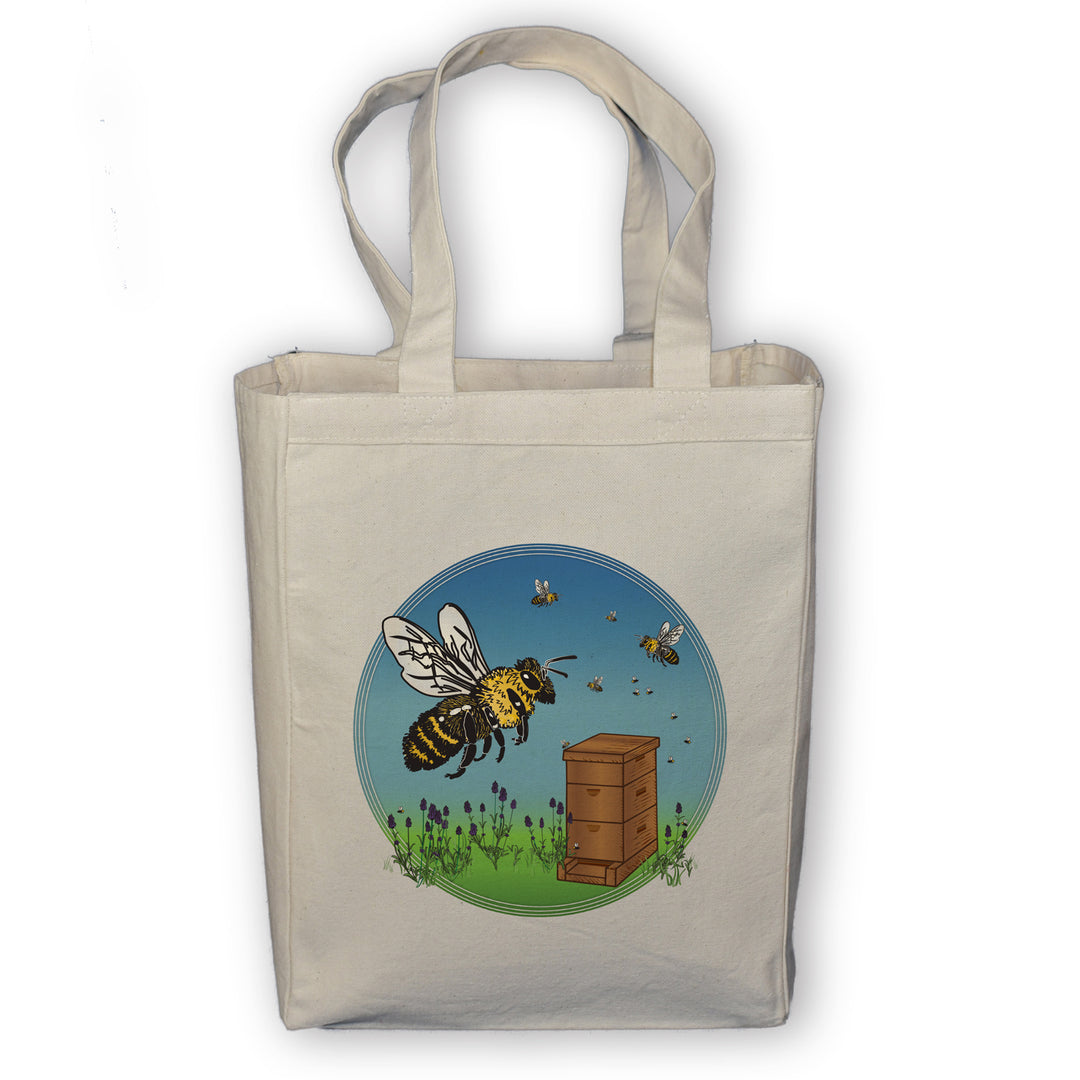 Bees' Knees honeybee bee beekeeper hive cotton canvas tote shopping bag Seattle Washington State