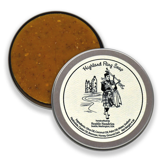 Seattle Sundries Sweet Honey & Oatmeal Soap Exfoliating All-Natural Bar Tin Highlander Gift