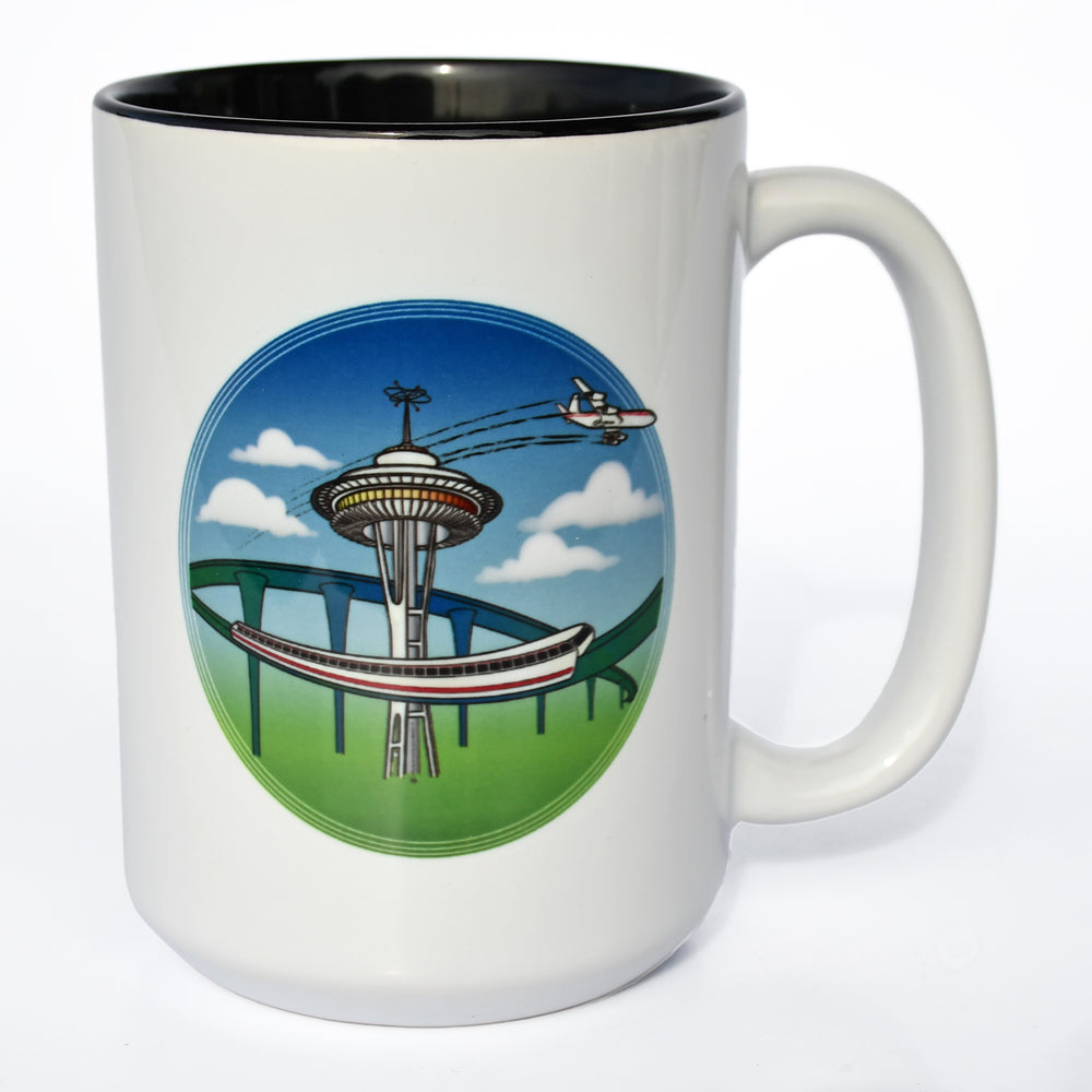 15oz ceramic Jet City Seattle space needle monorail Boeing airplane mug