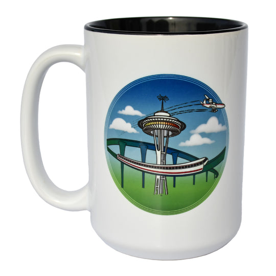 15oz ceramic Jet City Seattle space needle monorail Boeing airplane mug