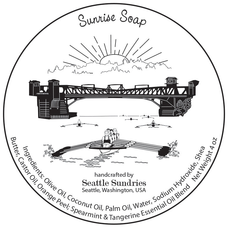 Sunrise Soap original label art from Seattle Sundries