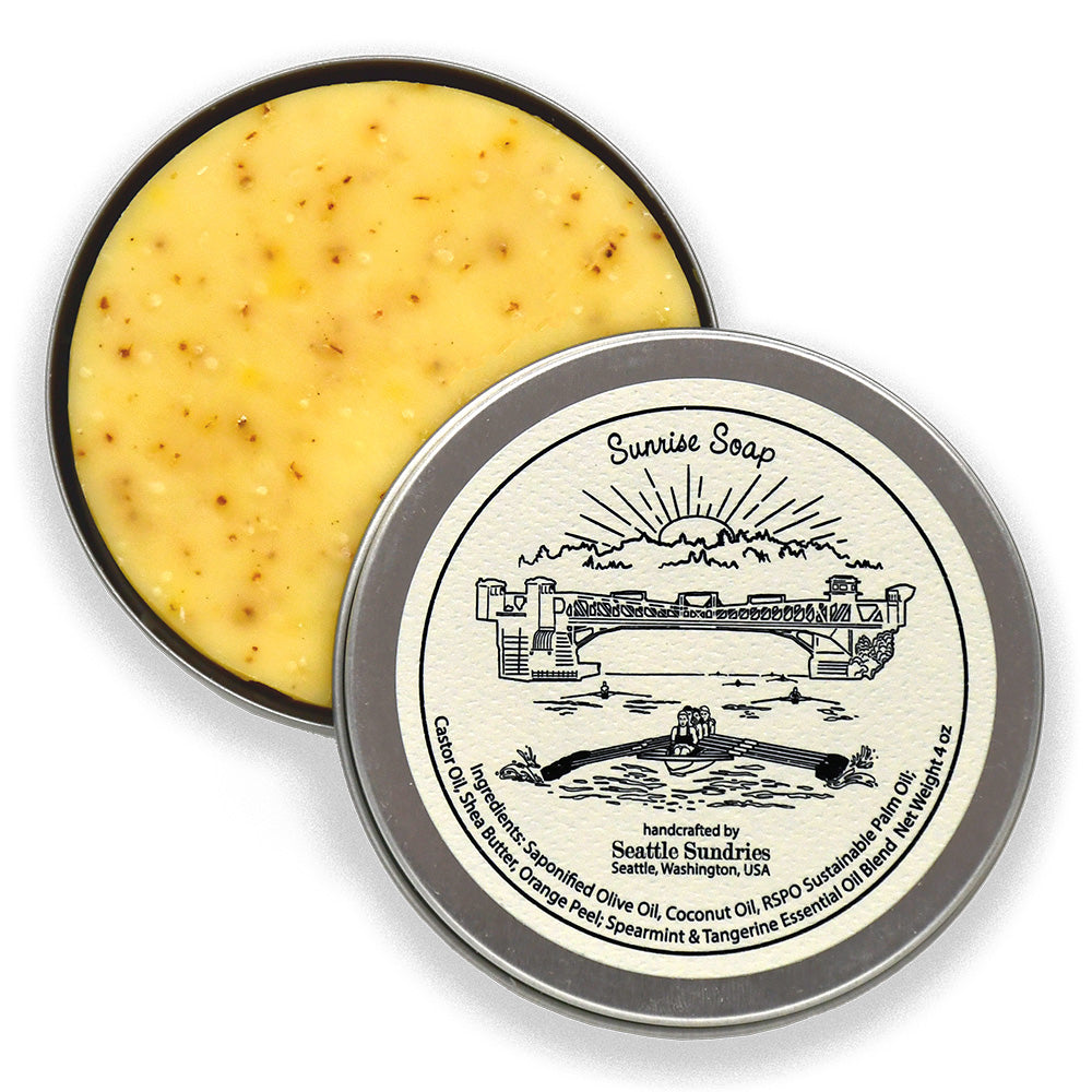 sunrise rowing crew soap all natural round bar tin